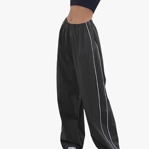 Wide-Leg Track Pants with Contrast Piping